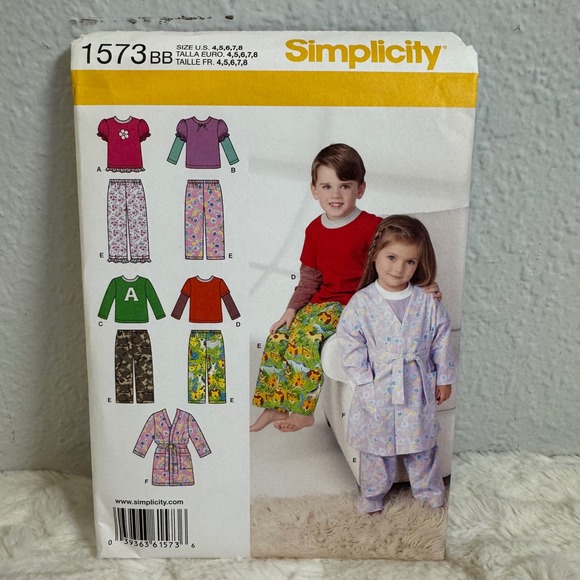 Simplicity Other - Simplicity 1573 BB Kids Sewing Pattern Robe Pants Knit Tops Size 4-8 Uncut
